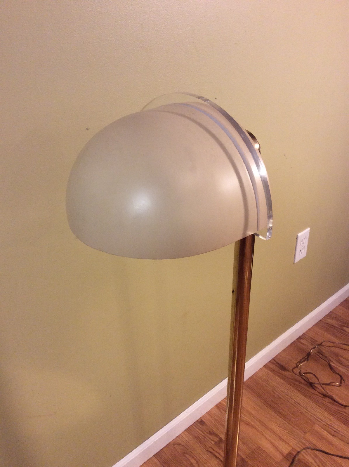 Vintage Retro MCM Brass Floor Lamp Light Thru Shade Tilt Reading Telescopic