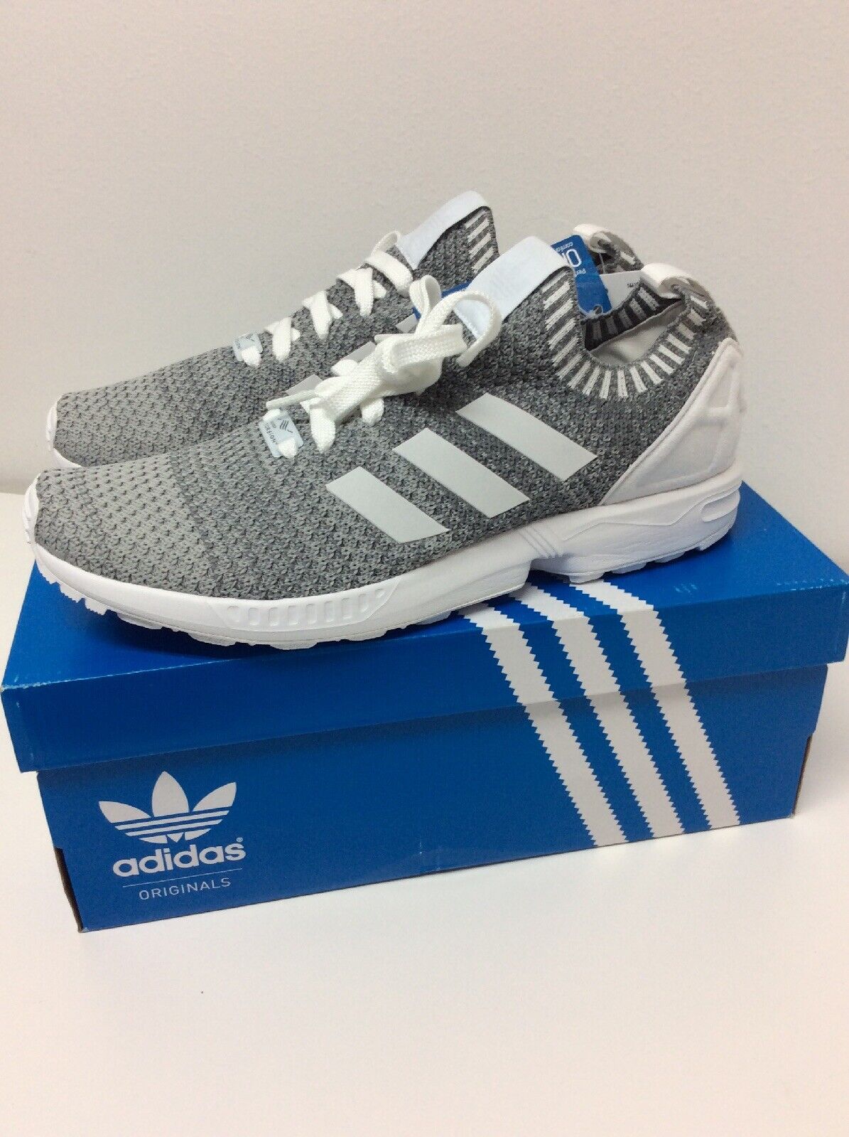 adidas Originals Zx Flux PK Primeknit Grey White 9 BA7376 18 090 264332089483