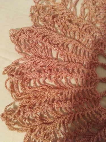 Vintage Crocheted Doily Dollie Pink  Round 15