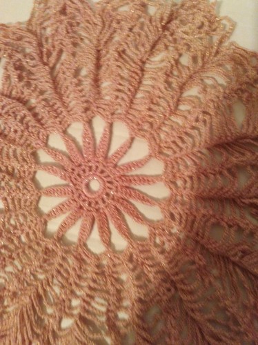 Vintage Crocheted Doily Dollie Pink  Round 15