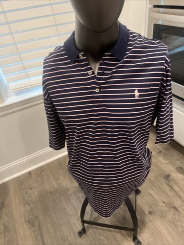 Polo Ralph Lauren Polo Golf Men's White Navy Blue Striped Polo Ralph Lauren Polo Golf Men's White Navy Blue Striped