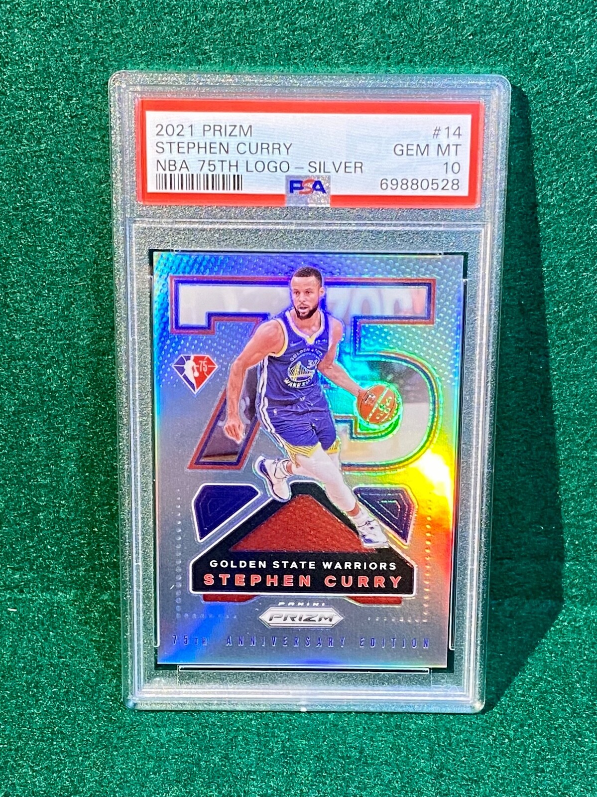 2021 Panini Prizm STEPHEN CURRY NBA 75th Logo Silver Prizm