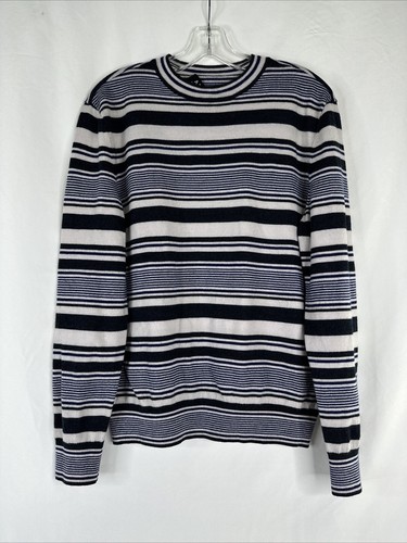 APC Merino Wool Sweater Mens Size L White Blue Striped Long