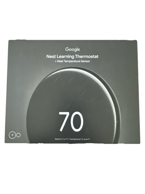 Google Nest Learning Thermostat (4th Gen) w Temperature Sensor Polished
