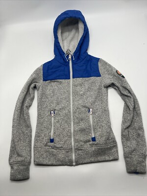 superdry mountain team women black hood zip jacket size 8 medium 286065379872