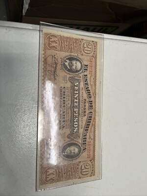 20 Pesos 1915  El Banco Del Estado De Chihuahua - Mexico ** PAPER CURRENCY