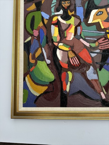 Jo Cain PAINTING ABSTRACT CUBISM WPA ARTIST FAMOUS REGIONALISM FARM MID CENTURY