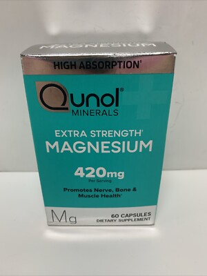 Qunol Minerals Extra Strength Magnesium 420mg 60Caps Exp5/26 #905