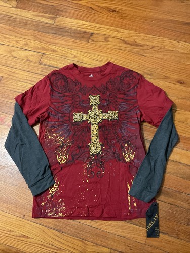 Helix T Shirt Medium Long Sleeve Layered VTG Y2K Grunge