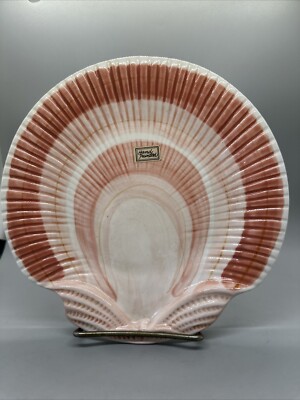 VINTAGE FITZ AND FLOYD PINK SCALLOPED SHELL 8.5'' PLATE ORIGINAL STICKERS JAPAN