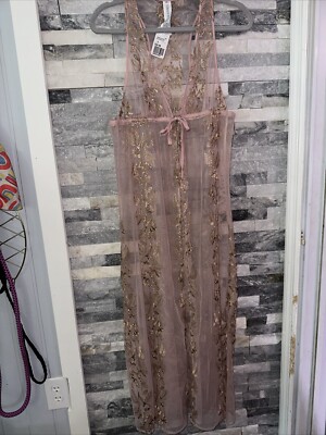 NWT Forever 21 Rose Gold Blush Lingerie Nightgown Nightie Wrap Embellished S Am 
