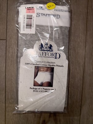 New Vintage Mens Stafford 1 Pair Full Cut Brief Gray Size Large 36-38