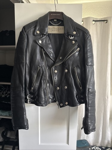 Men's Burberry Brit Prorsum Leather Biker Jacket Medium | eBay