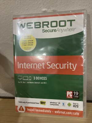 WEBROOT Secure Anywhere Internet Security, 3 Devices Antivirus Mobile PC Mac