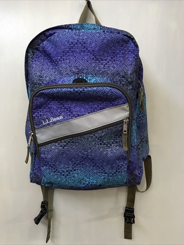 L.L.Bean Backpack Purple Teal Geometric Tech Pocket Carry On