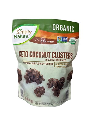 1 packs Simply Natural Keto Coconut Clusters In Dark Chocolate 10 Oz Organic