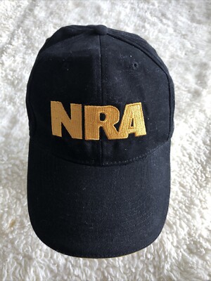 NRA National Rifle Association Adjustable Hat Cap Gold Black Embroidered Read