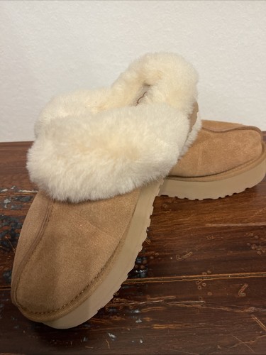 靴 UGG Disquette Slipper Chestnut NEW 100% Authentic UGG Disquette 1122550 Chestnut Women