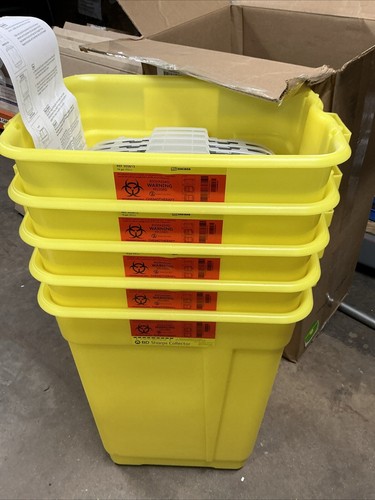 こゆ BD® Chemotherapy Sharps Container, 19 gal, slide top with