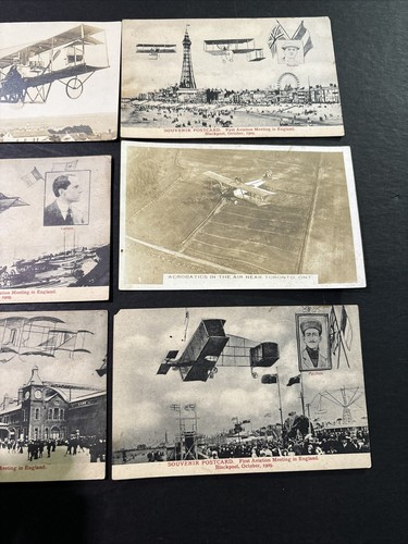 Antique Original Aviation Airplane Historical Graphic Picture Post Cards (6)