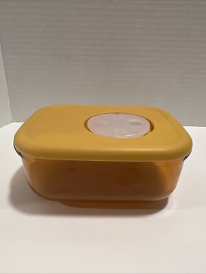 Tupperware Rock N Serve Rectangular  Microwave Container 1 Cup Amber Yellow