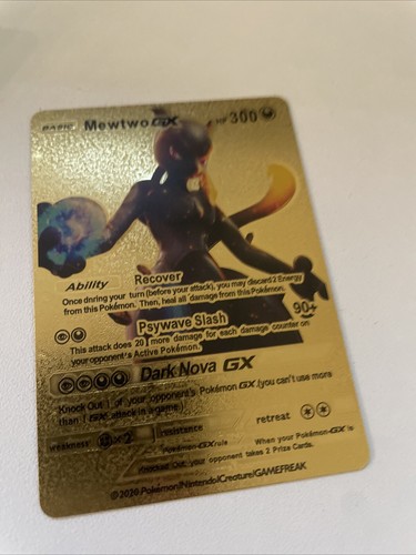 Mewtwo GX カード HP300 Pokemon Card Mewtwo GX Full Art 300HP Gold Foil Fan Art Mint