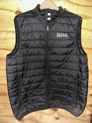 NRA Men's Full Zip Black Quilted Puffer Vest Size XL National Rifle Association