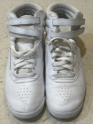 Reebok Classic White High Top Freestyle Sneakers Size 7 80 s Halloween Costume