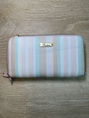 Buxton  Women's Striped Large Leather  Wallet w/ Check Holder NEW