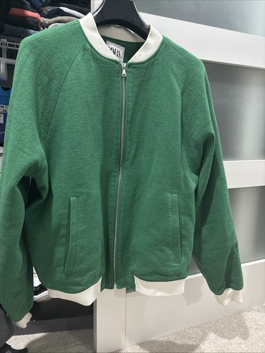 Zara Big Sur California Jacket Green White Embroidered Full