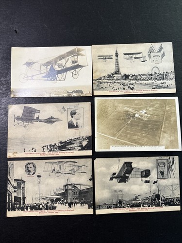 Antique Original Aviation Airplane Historical Graphic Picture Post Cards (6)
