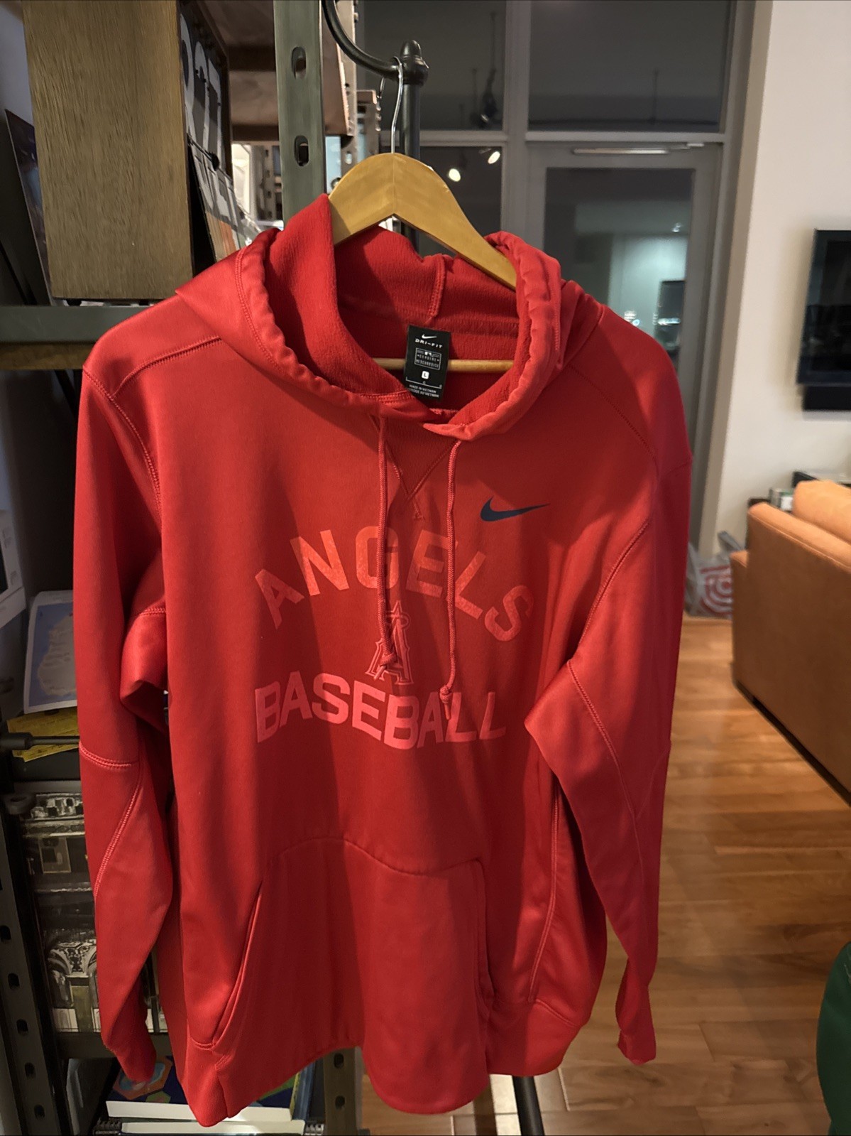 Nike Dri-fit Los Angeles Angels Hooded Sweatshirt Size Large -Genuine Collection