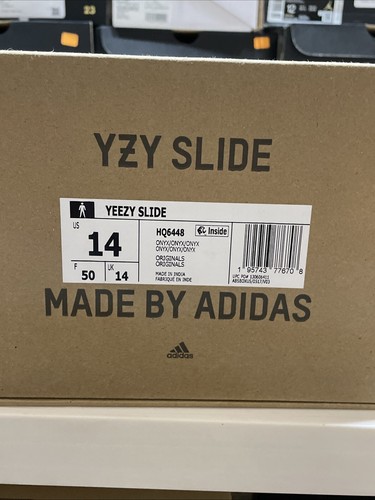 Pre-owned Adidas Originals Adidas Yeezy Slide Sandals Onyx Hq6448 Size 14 Brand In Box In Black