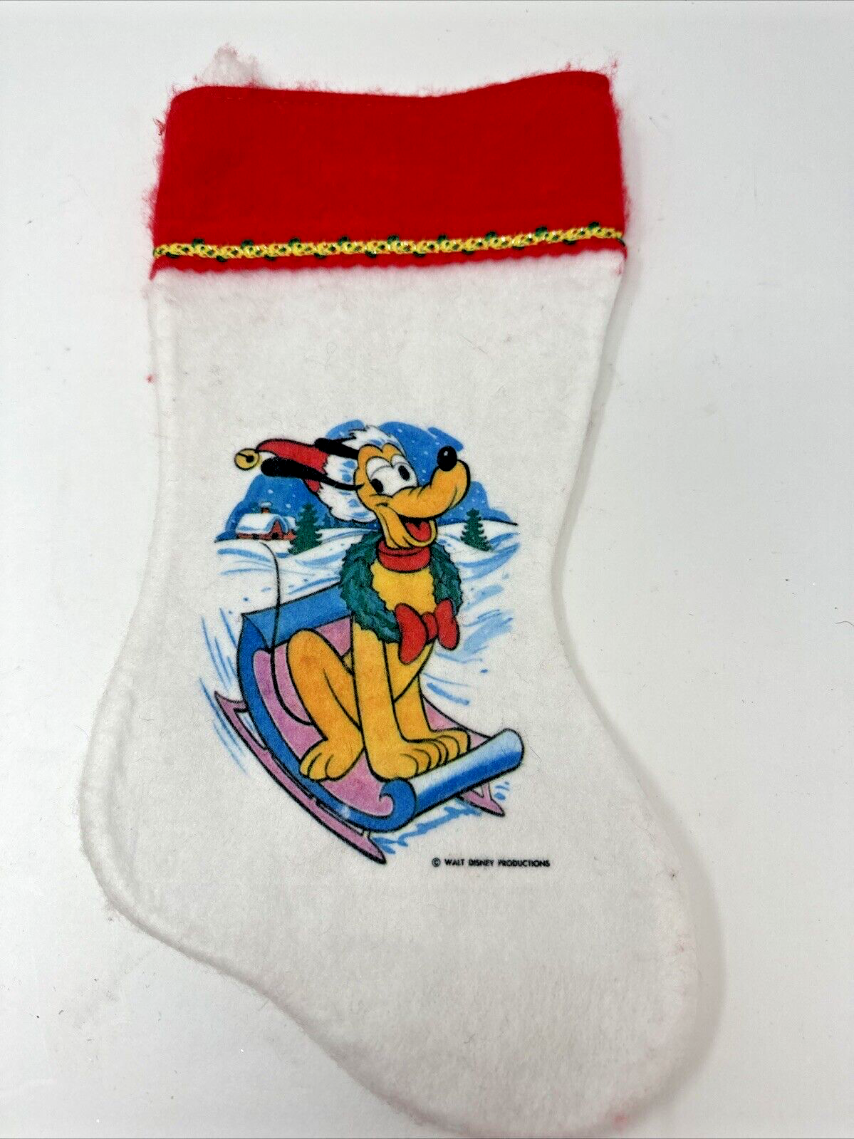 Vintage Walt Disney Production Felt Pluto Sledding Christmas Vintage Walt Disney Production Felt Pluto Sledding Christmas