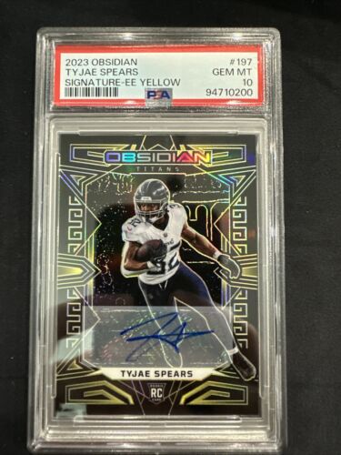Tyjae Spears Auto /10 PSA 10 2023 Obsidian Signature Yellow Tyjae Spears Auto /10 PSA 10 2023 Obsidian Signature Yellow