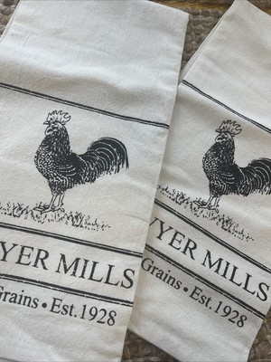 Set Of Two Farmhouse Rooster Sawyer Mills Kitchen Towels 100% Cotton VHC BRANDS