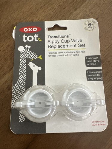 2-Pack OXO Tot Transitions Sippy Cup Valve Replacement Set BPA + PVC Free 6+ Mos