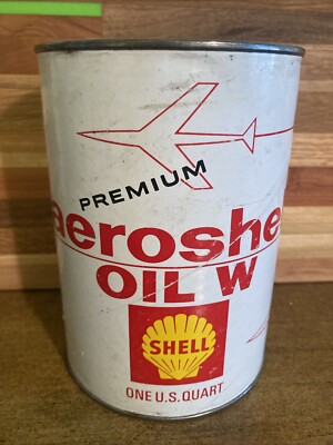 Vintage Aviation Shell Aeroshell Airplane  Oil W Grade 100 Full Cardboard Quart