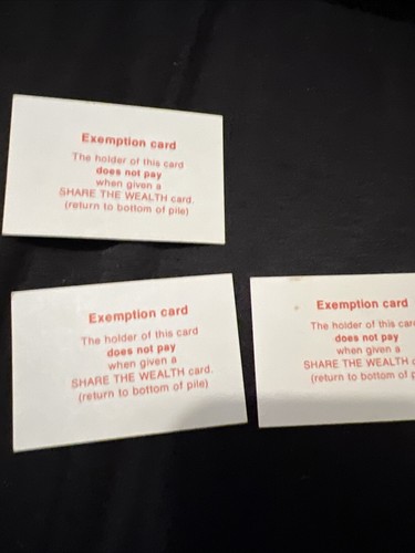 Vintage Game of Life Share the Wealth/Exemption Card