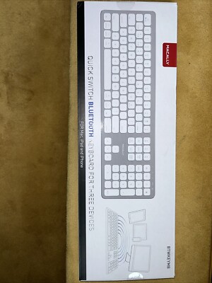 New MACALLY BTWKEYMB  Quick Switch Bluetooth Keyboard  For 3 Devices Silver