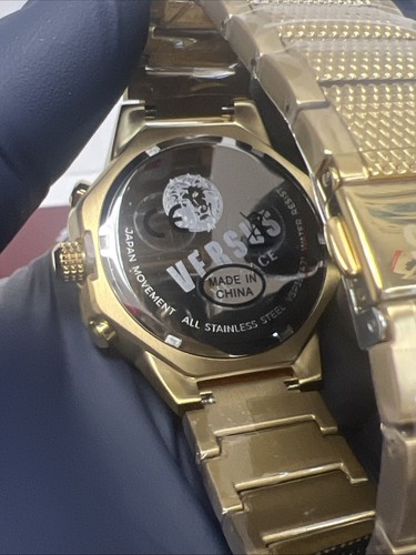 Pre-owned Versace Versus  Palestro 45mm Ip Yellow Bracelet Chronograph Watch Vsp393421.