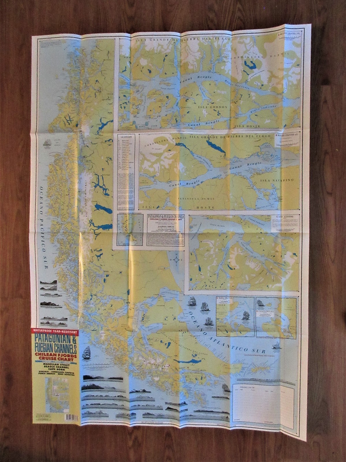 Map of Patagonia & Fuegian Channels, Chilean Fjords Cruise Chart