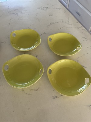Crate & Barrel Citrus Green Ceramic Appetizer Set 4 NEW