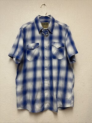 Dixxon Flannel Co Men s Shirt Blue Plaid Form and Function Bamboo Blend SS Sz XL