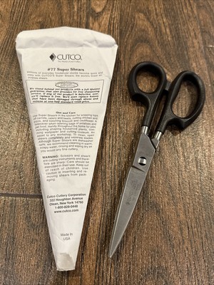 Cutco 77 KQ Kitchen Scissors Super Shears High Carbon Stainless Steel Black USA