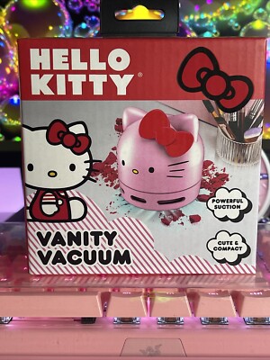 2024 Sanrio Hello Kitty Vanity Desktop Vacuum Pink with Red Bow & Cleaning Brush