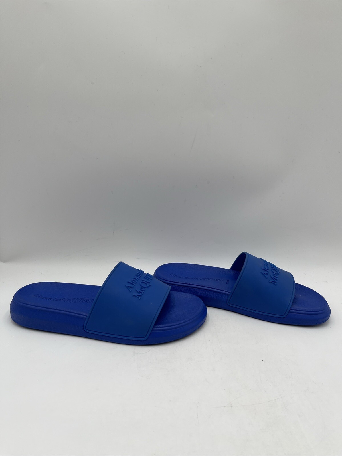 Alexander McQueen Blue Logo Pool Slide Sandals Women's Size