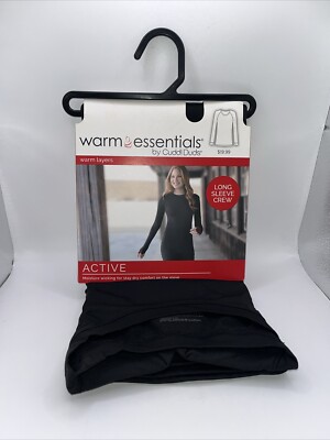 Warm Essentials by Cuddl Duds Women's Active LS Crew Shirt Black XXL   