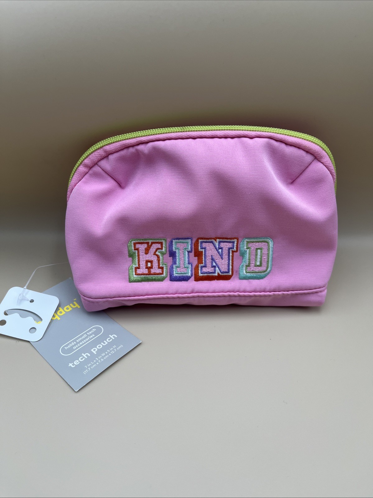 HEYDAY Tech Pouch | Pink Word Embroidery: Solid Design Accessory Case | NEW