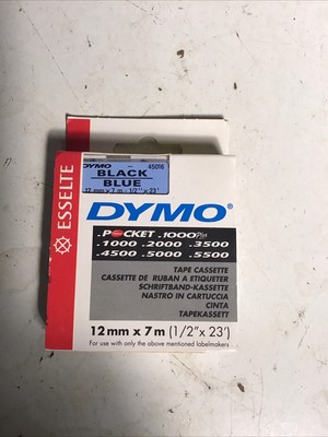 DYMO D1 High-Performance Removable Label Tape 1/2'' x 23 ft Black on Blue